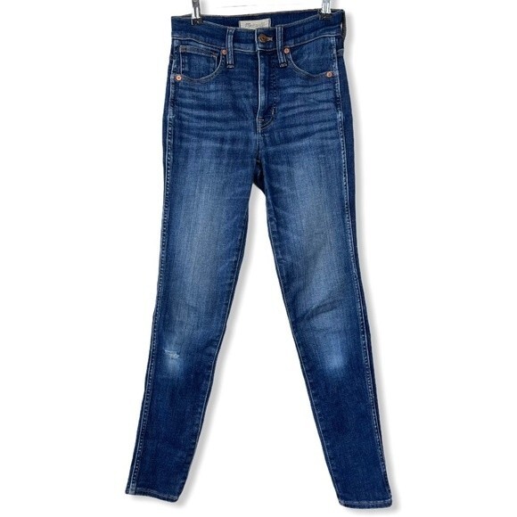 Madewell 10" High Rise Skinny Jeans Insuluxe Dark Wash Denim Size 24 AF686 - Picture 5 of 16